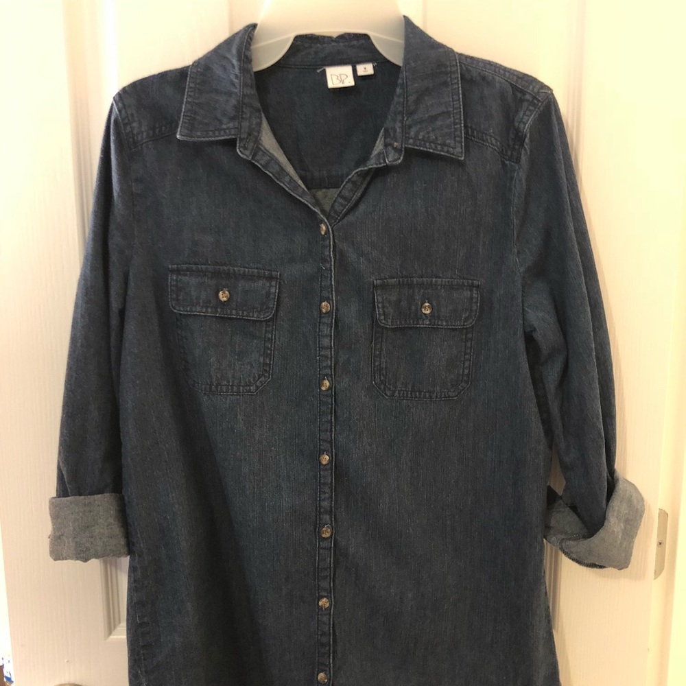 Button down blue jean shirt